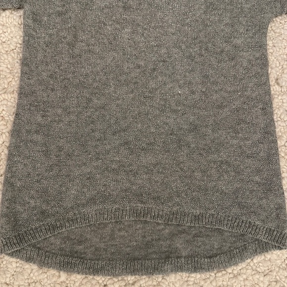 Sparkly Scoop Neck Circle Hem Grey Lightweight Sweater - Picture 6 of 10
